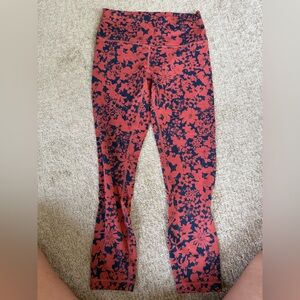 lululemon athletica Red and Black Floral Leggings